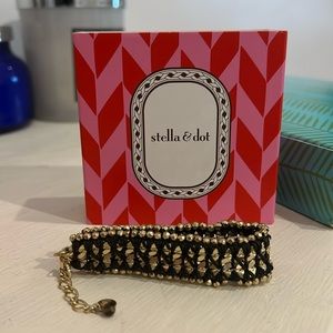 Stella & Dot Nina Black & Gold Sparkle Bracelet